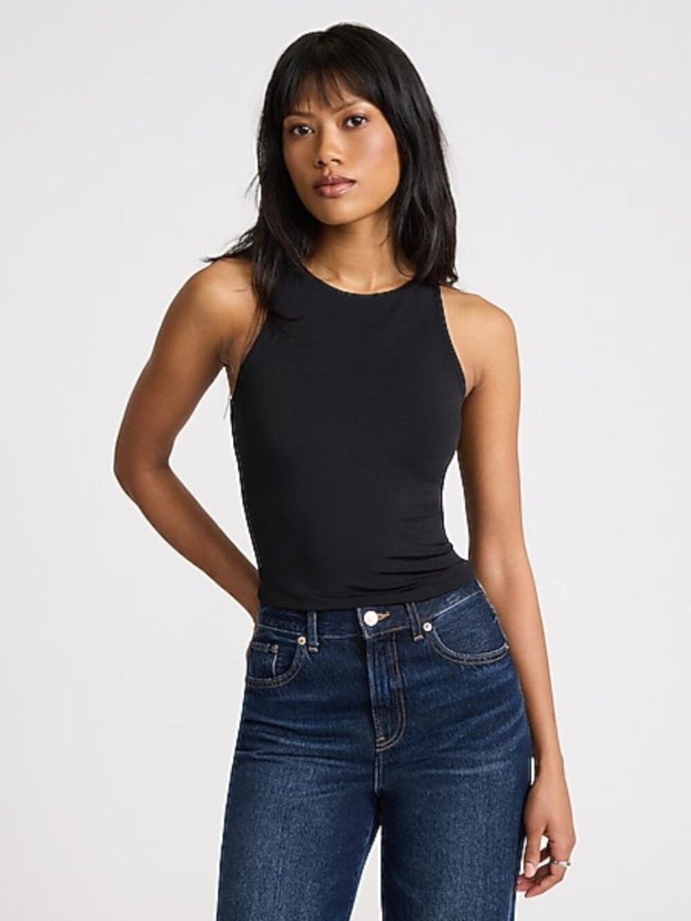 Express Black Body Contour Compression High Neck Cropped Tank Top sleeveless XL